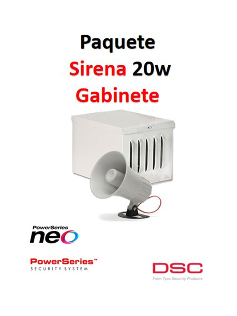 [DSC1190013] DSC S20WGPAQ - Paquete Sirena Exterior 20W con Gabinete