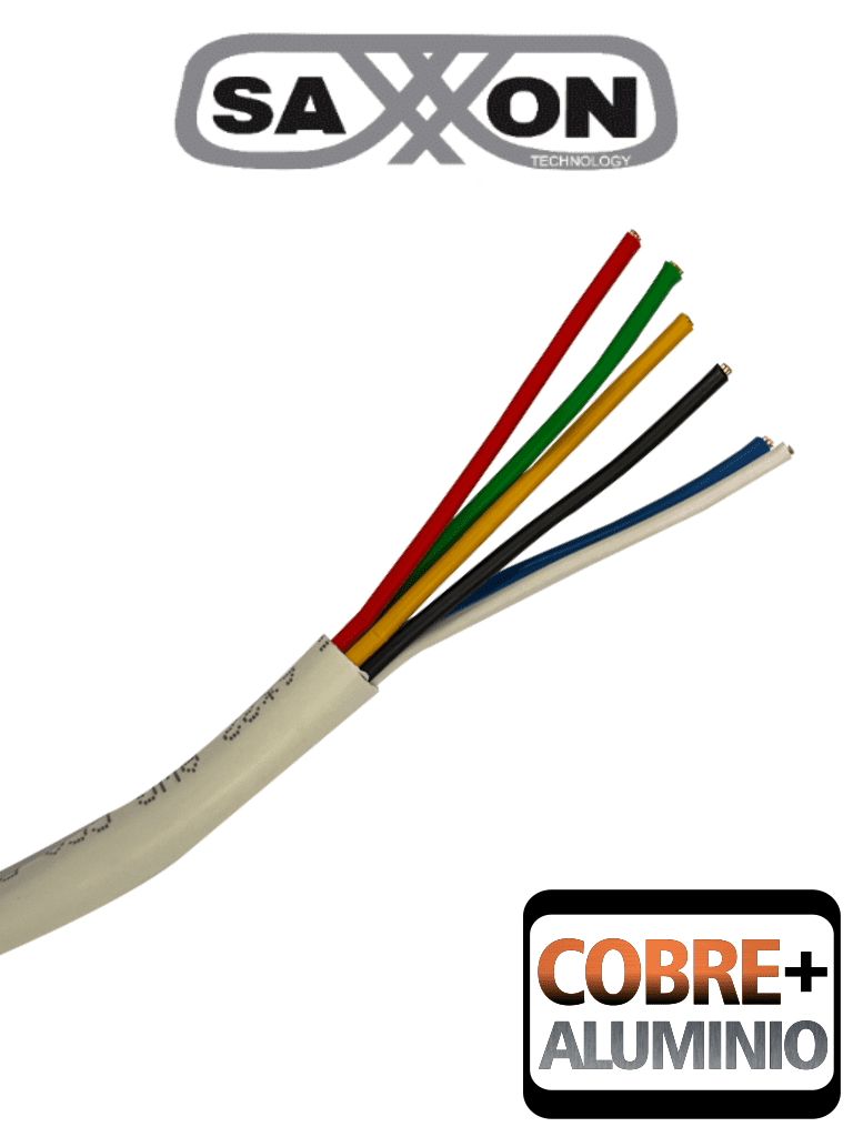 SAXXON OWAC6305JF - Bobina de Cable para Alarma de 6 Conductores/ CCA/ 305 Metros/ Uso Interior/ Material Retardante a la Flama/ Color Blanco/ Recomendado para Alarmas, Control de Acceso, Videoporteros y Audio/ 