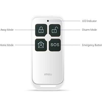 IMOU REMOTE CONTROL (DHI-ARA23-SW) - Control Remoto Inalámbrico práctico y eficiente, permitiendo armar, desarmar y activar el modo de pánico y modo hogar en un click.