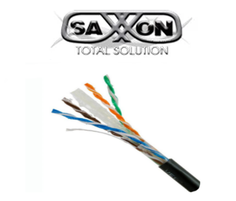 [SXN1570007] SAXXON OUTPCAT6GCOPEXT- Bobina de Cable UTP Cat6 100% Cobre con Gel/ 305 Metros/ Uso Exterior/ Color Negro/ Cumple con Estandares: ISO/ IEC 11801 Ed2; EIA/ TIA568/ Ideal para Cableado de Redes y Video/