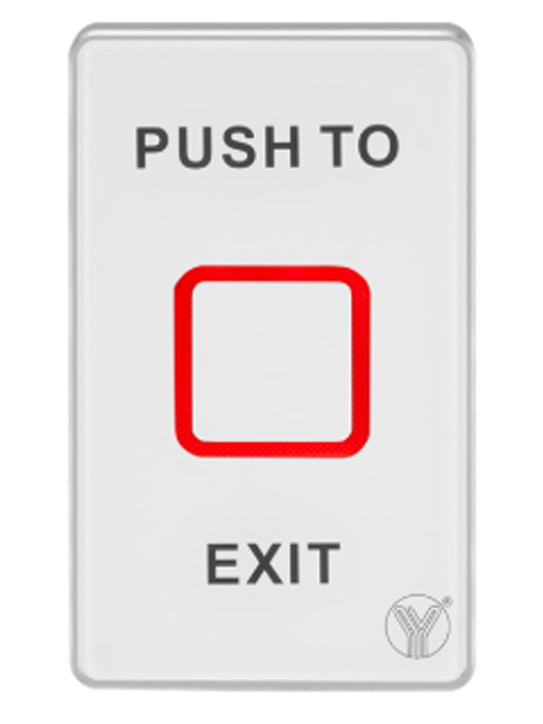 [YLI0760005] YLI TSK830NCLED - Botón de salida touch con luz LED acabo elegante en cristal templado salidas NO y NC/  No requiere caja de instalación, 12 VDC