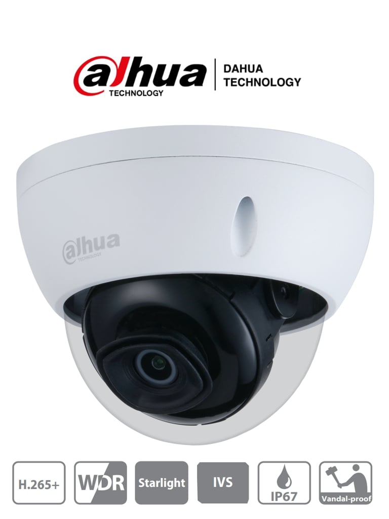 [DHT0040012] DAHUA IPC-HDBW2231E-S-S2  - Cámara IP Domo Antivandálica de 2 Megapixeles/ Lente de 2.8mm/ 106 Grados de Apertura/ Metalica/ IR 30 de Mts/ WDR Real de 120 dB/ Ranura para MicroSD/ IP67/ IK10/ Videoanaliticos con IVS/