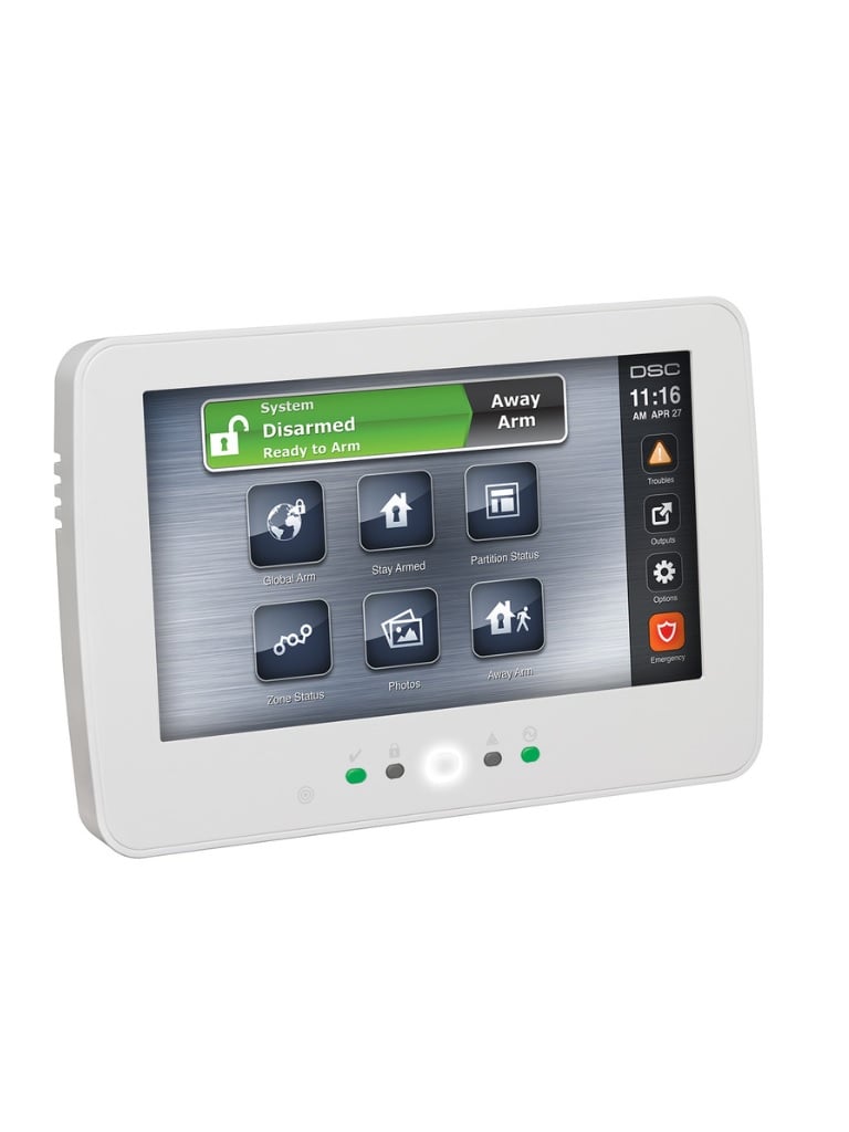 [DSC2590001] DSC HS2TCHPRO - Teclado Cableado de Pantalla Táctil de 7’’  admite 248 zonas compatible con panel PRO 