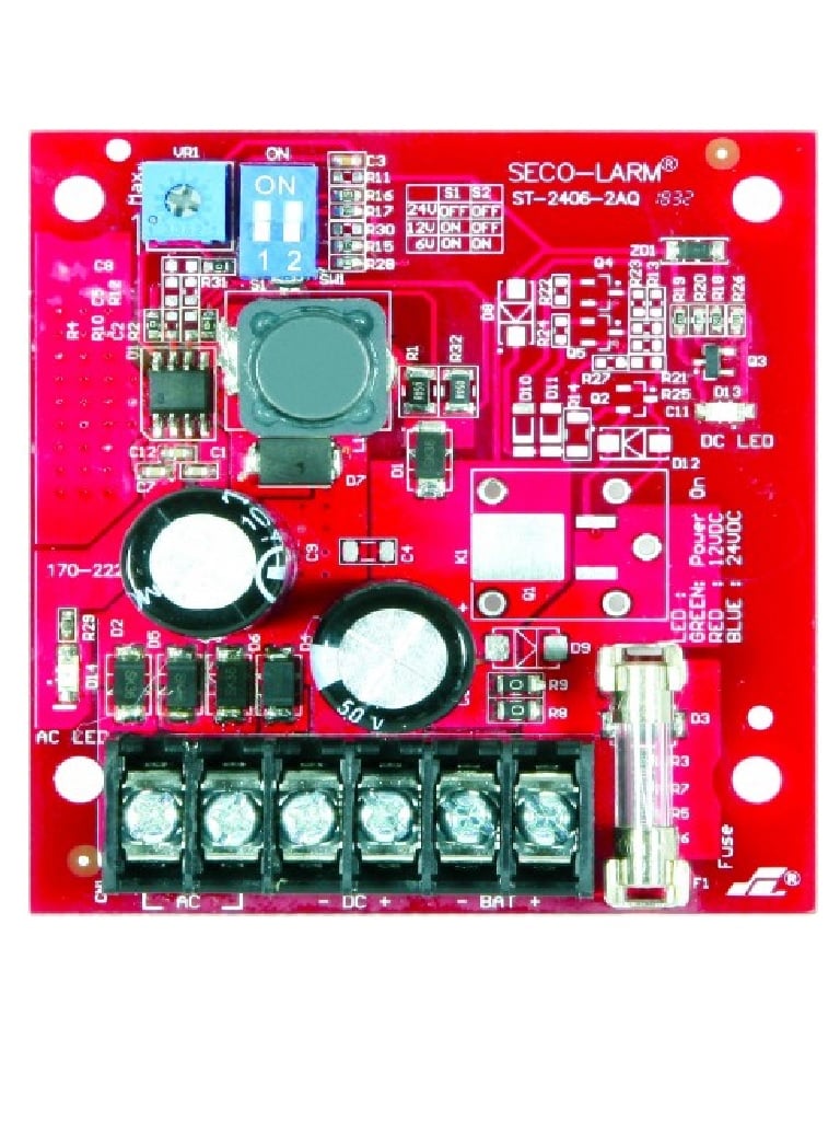 SECO-LARM ST24062AQ -  Fuente de Poder con Cargador Bateria 1.5 amp 6/12/24 VCD 