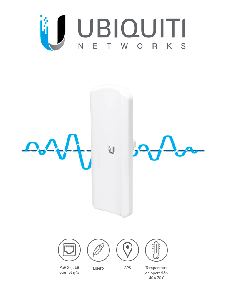 [UBI1680006] UBIQUITI LAP-GPS - Radio con antena integrada Airmax AC 5.8GHz / Exterior / Antena Sectorial 17 dBi / 90 Grados apertura / 25 dBm / Rendimiento hasta 450 Mbps / Sincronizacion GPS