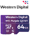 WESTERN WDD064G1P0C- Memoria de 64GB Micro SDXC/ Linea Purple/ Clase 10 U1/ Lectura 50MB/ Escritura 40MB/ Especializada para Videovigilancia