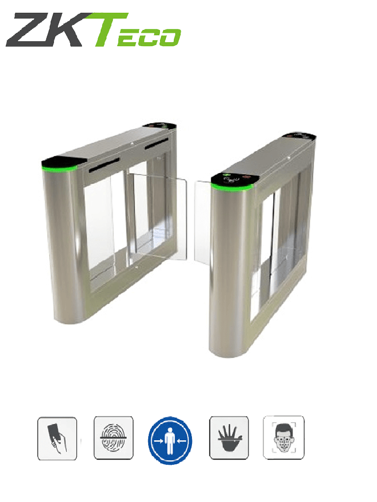 ZKTECO SBTL300 - Barrera Peatonal Bidireccional/ Acero SUS304/ Aleta de Acrílico/ 110V/ Exterior Protegido/ 30 Personas x Min/ 2 millones de Ciclos/ Carril 75 cm/ Infrarrojos/ No cuenta con Lectores y Panel/ (AÑADE CARRILES CON SBTL320) 