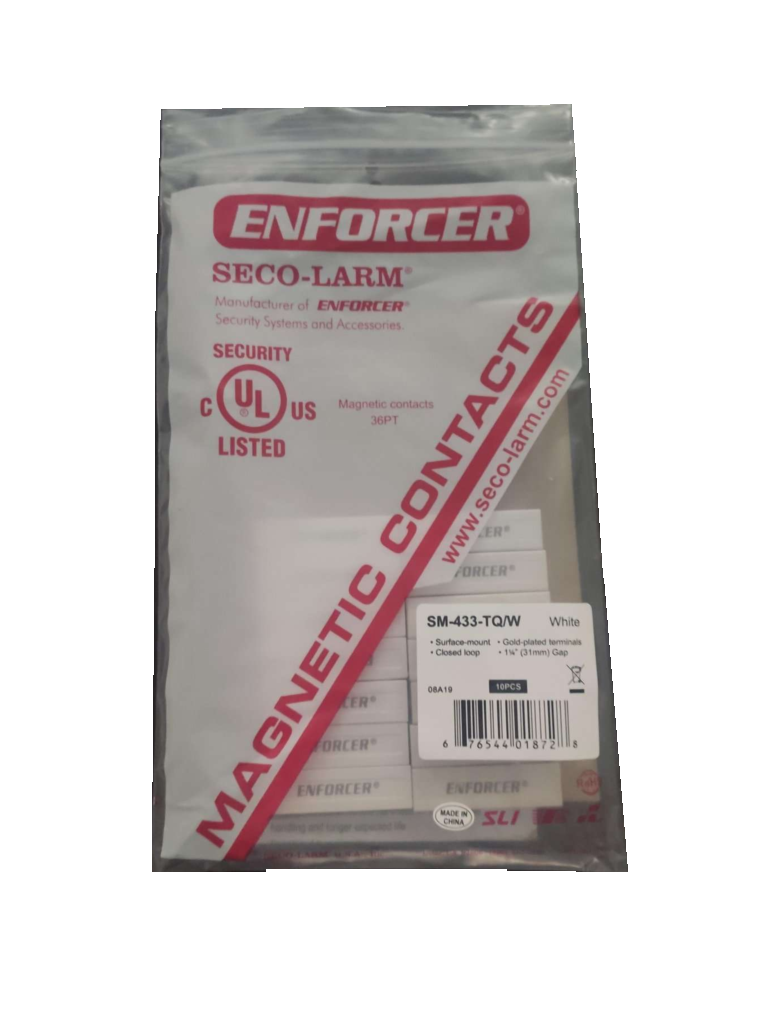 Seco-Larm 10PKW  -Paquete de 10 Contactos magneticos SM433TQ/W  BLANCOS de sobreponer 1-1/4" (31mm) Gap Compatible paneles DSC / RISCO / BOSCH 