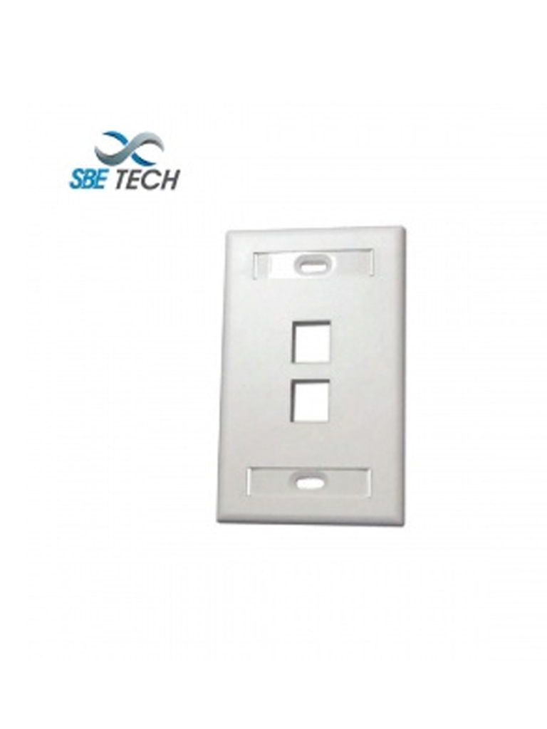 SBETECH SBE-2517-2P-WT - Placa de pared de 2 puerto color blanco para conectores Jack rj 45  keystone