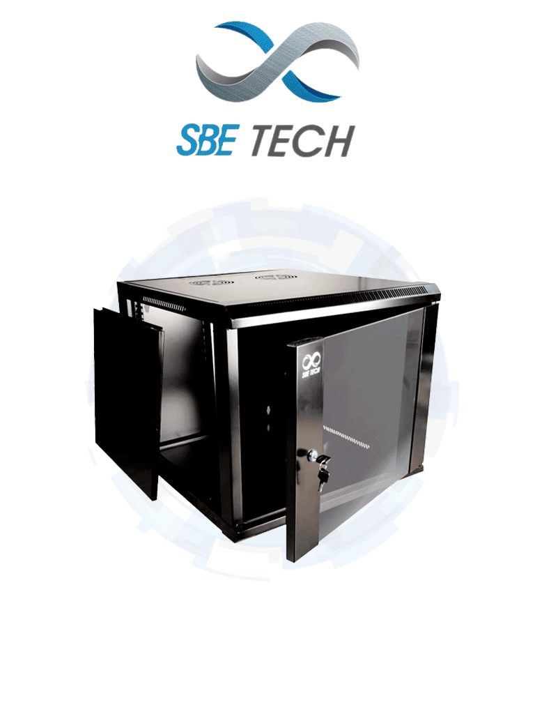 SBETECH GNLPAR9UR- Gabinete de pared / 9 UR / Profundidad 45.0 cm / Puerta delantera de cristal templado