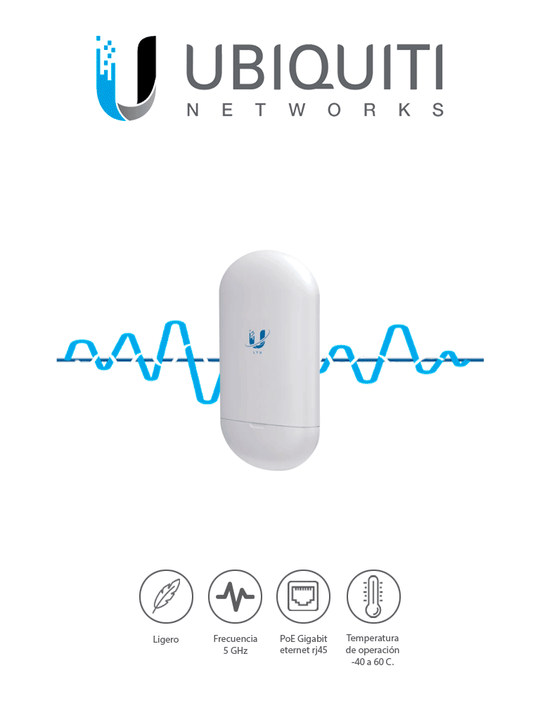 UBIQUITI LTU-LITE - Cliente PtMP LTULite 5GHz Ideal para Sistemas CCTV / Exterior / 22 dBm / Antena integrada de 13 dBi