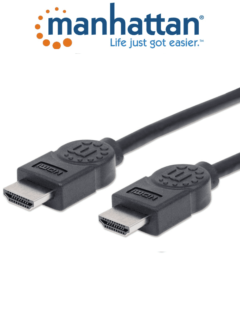 MANHATTAN 306119- Cable HDMI de Alta Velocidad de 1.8 Metros/ Resolución 4k@30Hz/ Soprota 3D/ HDMI Macho a Macho/ Soporta Canal de Retorno de Audio (ARC)/ Blindado para Reducir Interferencia/ 