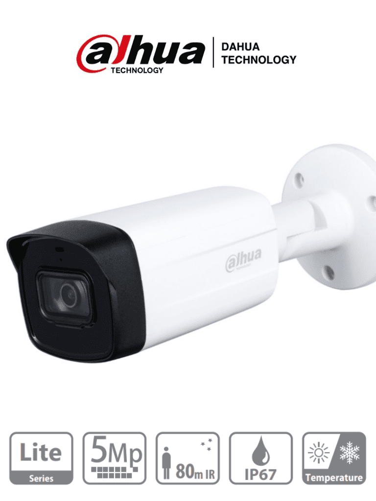 [DHT0290044] DAHUA HAC-HFW1500TH-I8 - Camara Bullet de 5 Megapixeles/ Lente de 3.6 mm/ 92 Grados de Apertura/ IR de 80 Mts/ IP67/  Soporta: CVI/CVBS/AHD/TVI/ 