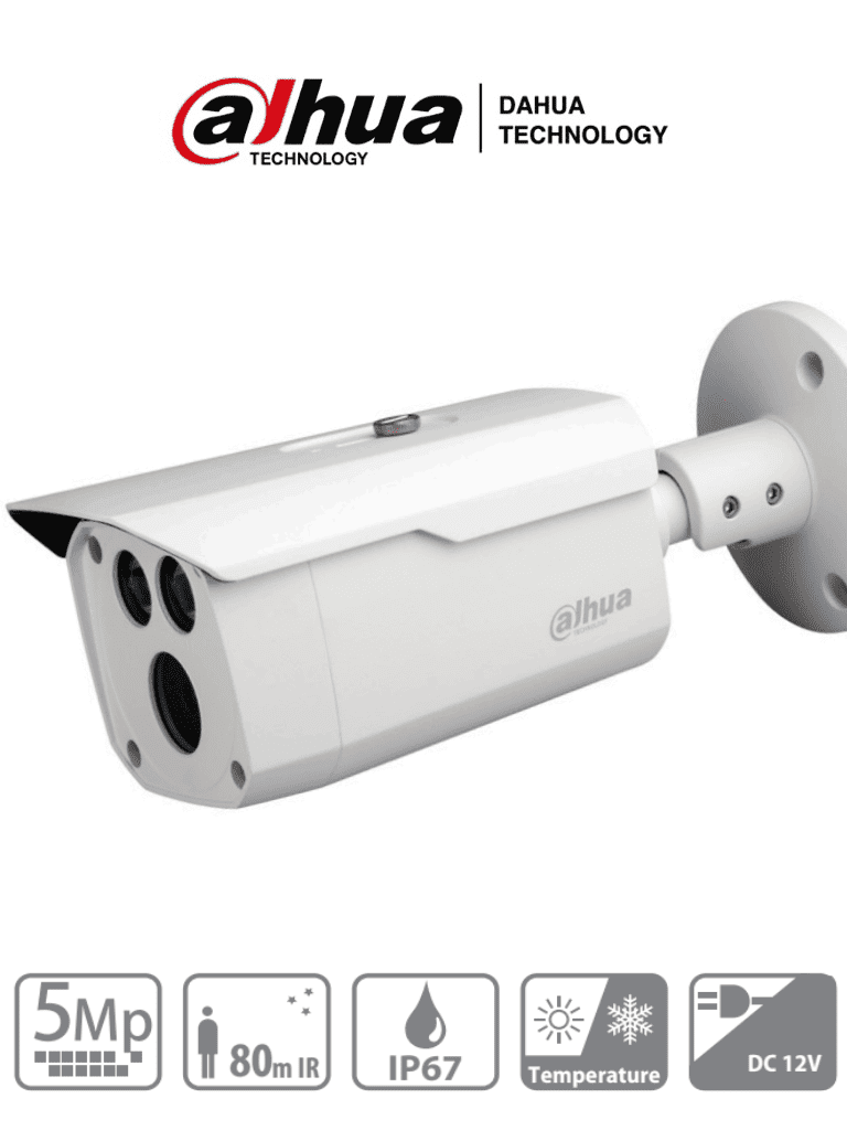 [DHT0290045] DAHUA HAC-HFW1500D - Camara Bullet de 5 Megapixeles/ Metalica/  Lente de 3.6 mm/ 92 Grados de Apertura/ IR de 80 Mts/ IP67/ Soporta: CVI/CVBS/AHD/TVI/ 