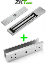 ZKTECO LM200LEDSU - Paquete de contrachapa magnética de 200 Kg a 12 VDC con señal NC que incluye soporte en U para colocación en puertas de vidrio  