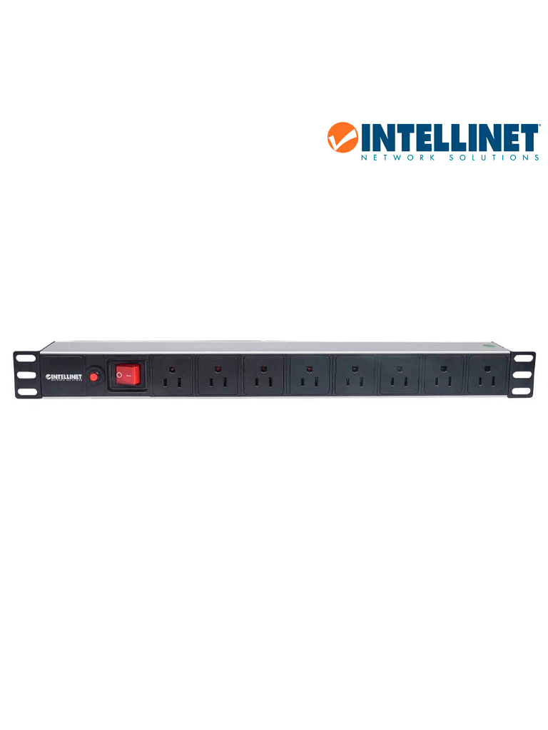 INTELLINET 713993- Barra PDU / 8 cont. Gab/Rack 19"/ 1U/ Contra sobrecarga / On/Off