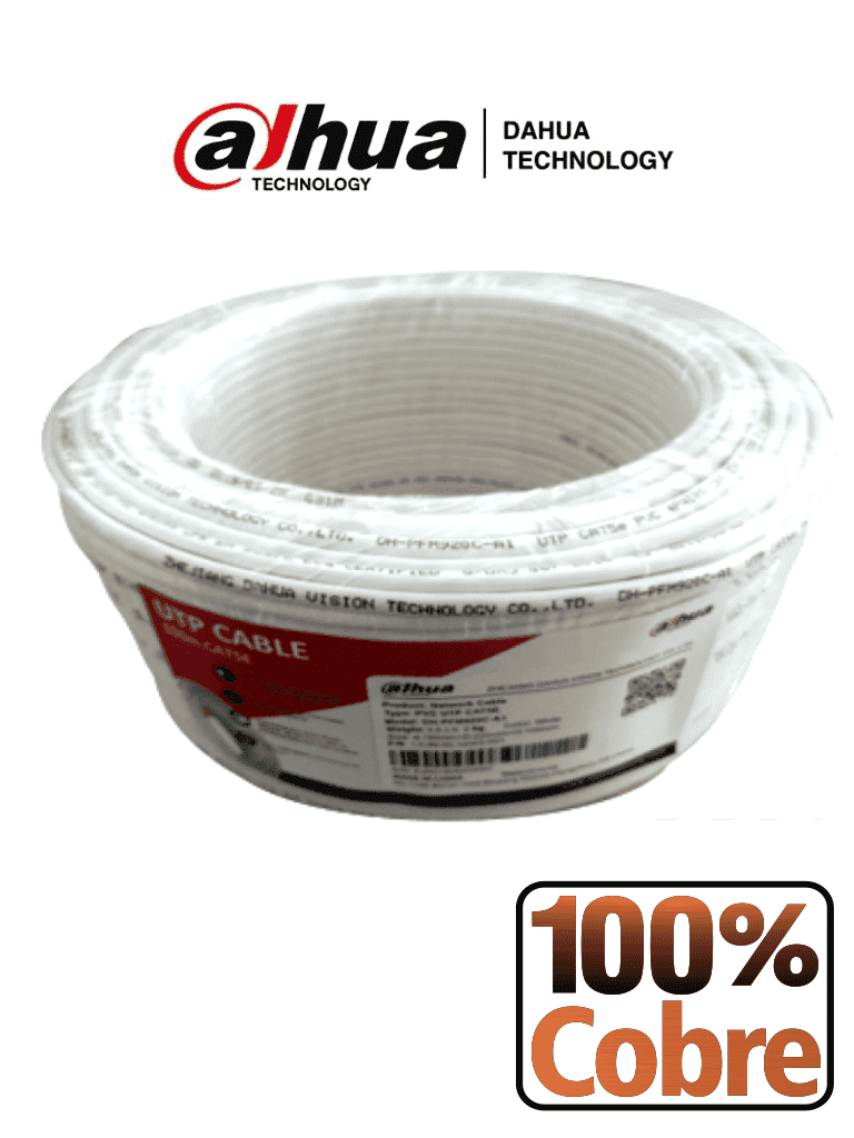 [DHT2640005] DAHUA PFM920I-5EUN-C-V2-100 - Bobina de 100 Mts de Cable UTP Cat5e/ 100% Cobre/ Color Blanco/ Ideal para Video y Redes/
