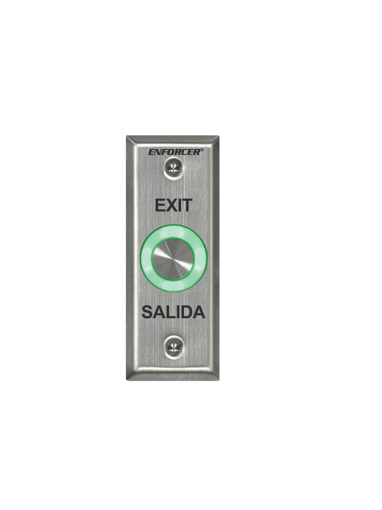Seco-Larm SD6176SS1Q - Botón de salida piezoeléctrico de acero inoxidable IP 65 con Luz LED verde / Salidas NO y NC 