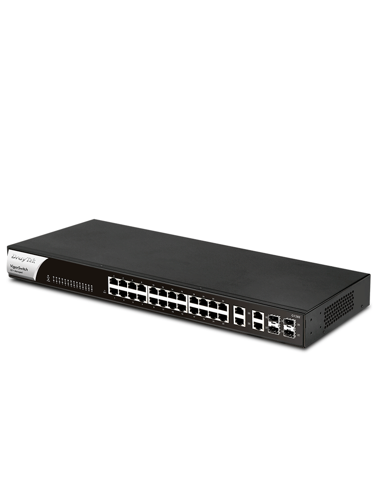 DrayTek Vigorswitch G1282 - Switch Gigabit Ethernet Administrable web SMART/ 24 puertos Gigabit Ethernet/ 4 Puertos Combo SFP & RJ45/ 