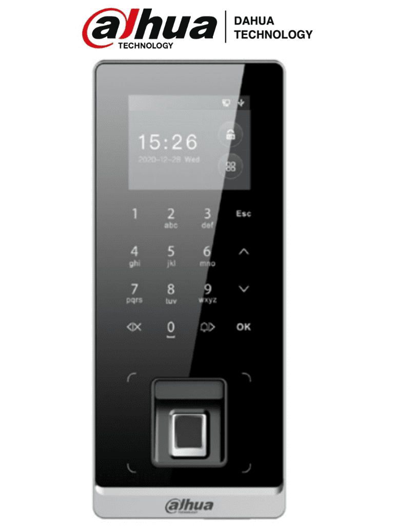 DAHUA ASI2212H-W - Control de Acceso Exterior IP65/ 3,000 Huellas/ 30,000 Tarjetas Mifare y Passwords/ 150,000 Eventos/ Diseño Delgado y Elegante/ Desbloqueo Remoto/ TCP/IP/ AutoRegistro/ P2P/ Funcion de Timbre/