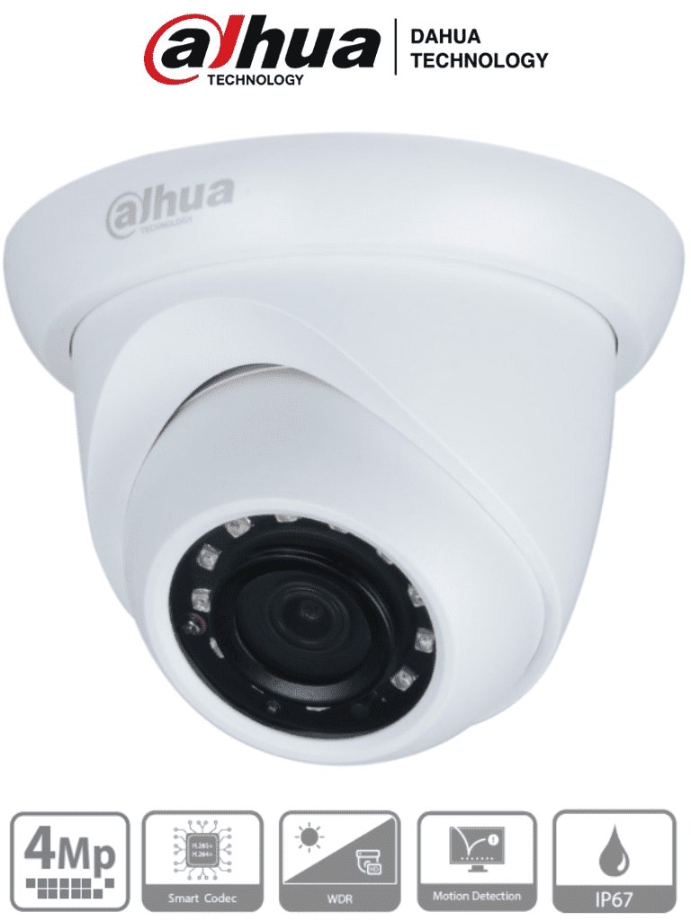 [DHT0040063] DAHUA IPC-HDW1431S - Camara IP Domo de 4 Megapixeles/ Lente de 2.8 mm/ 93 Grados de Apertura/  H.265+/ WDR Real de 120 dB/ IR de 30 Metros/ IP67/ PoE/
