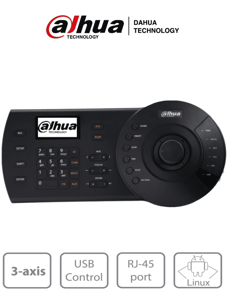 DAHUA NKB1000-E - Teclado Controlador IP con Joystick para PTZs Analogicas e IP/ Control de DVRs y NVRs/ Pantalla LCD/ RJ-45/ RS232/ Pelco D & P/  #ProAccesorios