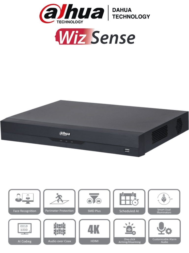 [DHT0370038] DAHUA XVR5232AN-I3 - DVR de 32 Canales de 5 Megapixeles Lite/ WizSense/ H.265+/ 2 Bahías de Discos Duros/ Hasta 32 Canales IP/ 2 Ch de Reconocimiento Facial/ SMD Plus/ Codificación IA/ Onvif/ Funciones IoT&POS/ Audio Bidireccional/