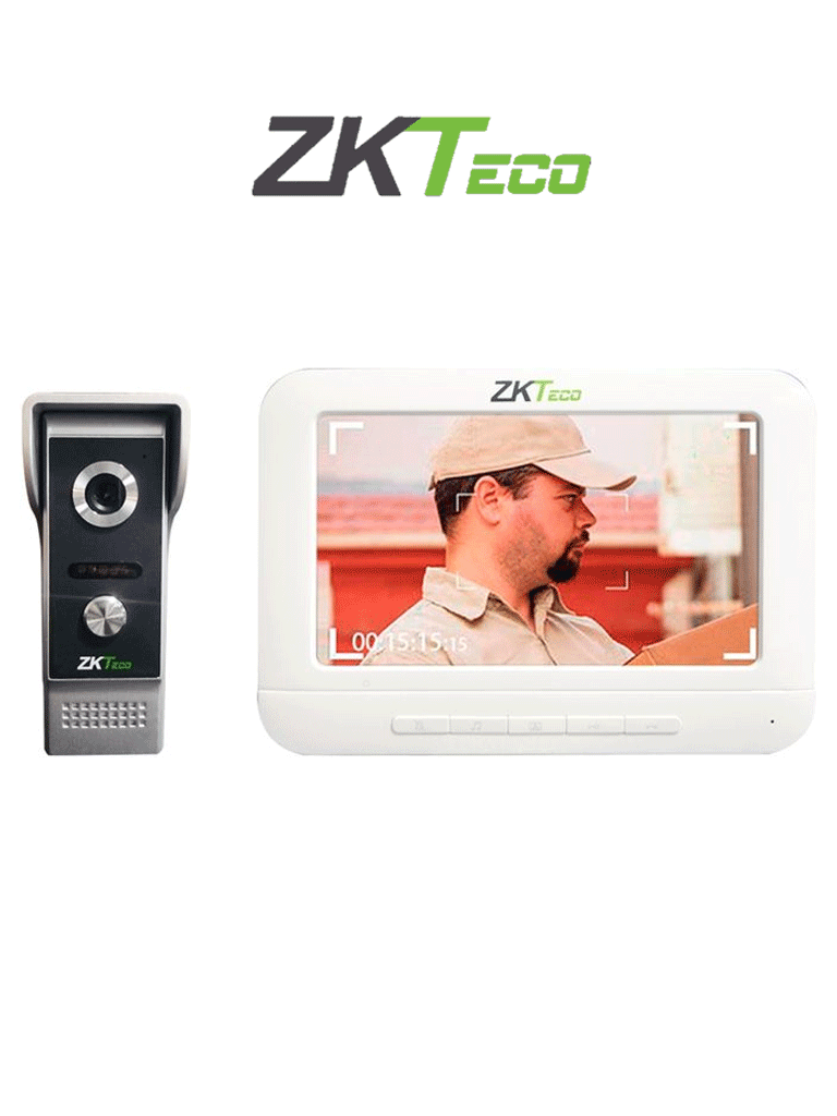 ZKTECO VDP03B3 Kit - Kit de Videoportero Analógico / Monitor de 7 Pulgadas / Frente de Calle con cámara de 1 MP / Angulo de Visión 87° /  Conexión hasta 4 monitores #preciosbajos