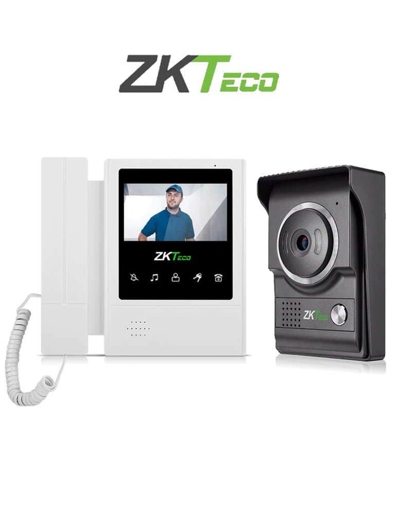 ZKTECO VDP04B4 Kit - Kit de Videoportero Analógico / Monitor de 4.3 Pulgadas / Frente de Calle con cámara de 1 MP / Ángulo de Visión 80° / Conexión hasta 4 monitores #preciosbajos