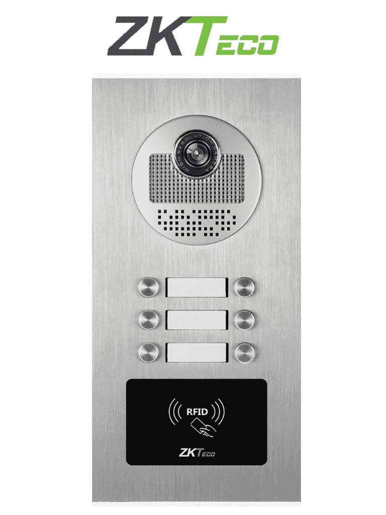 [ZKT2220005] ZKTECO VE06A01 - Videoportero Departamental para 6 monitores / Cámara  de 700TVL / Ángulo de Visión 92° / Visión Nocturna / Apertura de Puerta con Tarjeta RFID/ IP54