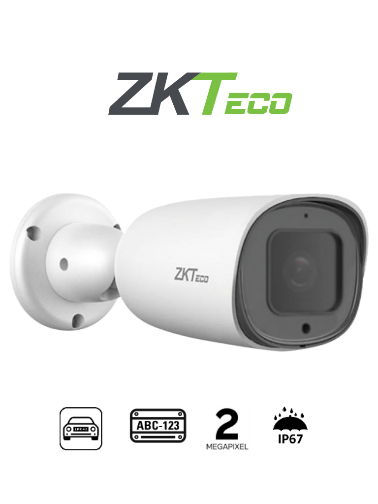 ZKTECO BL852Q38ALP - Cámara IP Bullet para reconocimiento de placas / Software LPR integrado / Lente Motorizado /  Resolución 2MP /  POE / IP67 / Audio / Alarma / RS485 / Ranura para tarjeta SD #Nuevos2024