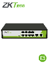 ZKTECO PE082120C- Switch de 8 Puertos Fast Ethernet PoE AF - AT / 2 Puertos RJ45 10/100M / Soporta hasta 250 mts sobre UTP CAT 6 / Autoadaptación MDI - MDIX / Protección Contra Descargas