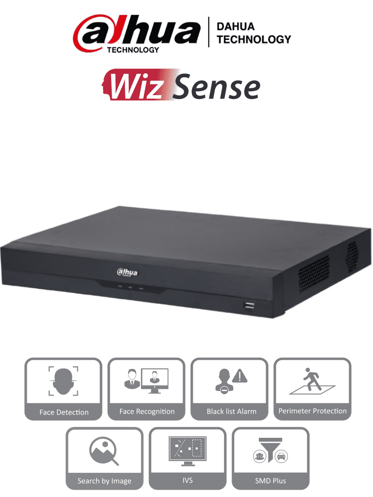 DAHUA NVR2208-8P-I2 - NVR de 8 Megapixeles/ 8 Canales IP/ WizSense/ 8 Puertos PoE/ Smart H.265+/ 1 Ch de Reconocimiento Facial y FD/ Hasta 10 Bases de Datos de Rostros/ 2 Puertos SATA/ SMD Plus/ Max. Decodificación de  6x1080p FPS/ Onvif/ 