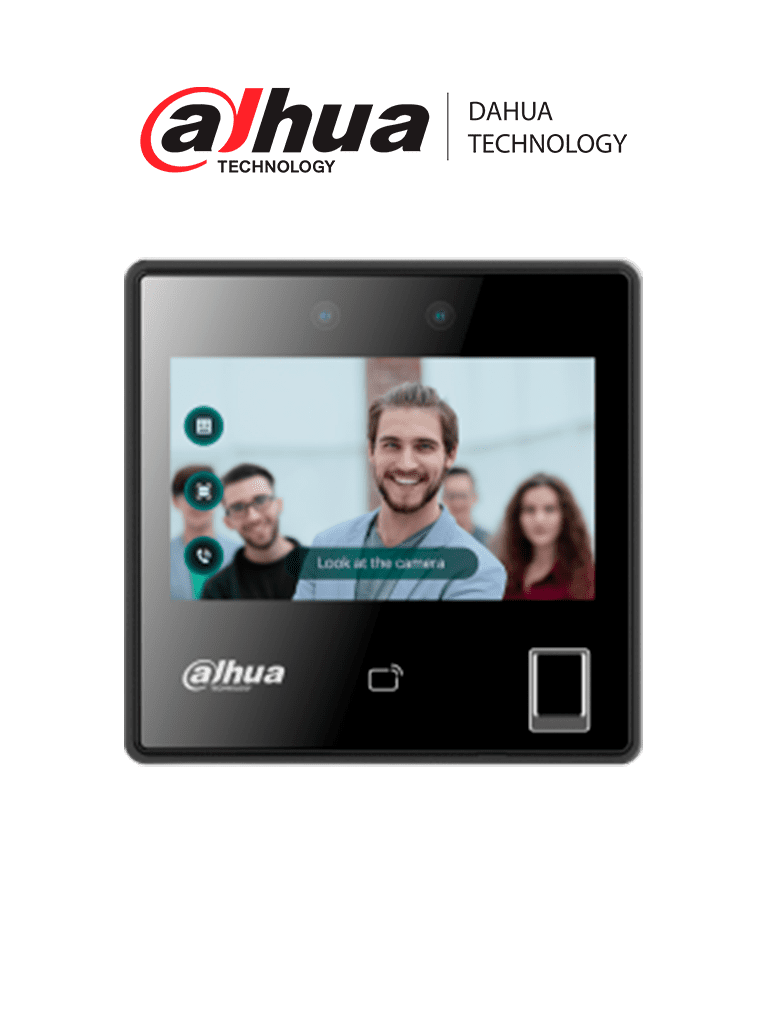 DAHUA DHI-ASI3214A-W - Control de acceso con reconocimiento facial y pantalla táctil de 4.3". Capacidad para 3,000 rostros, 5,000 huellas y 3,000 tarjetas MIFARE. Rango de reconocimiento de 0.3 a 1.5 m. Conexión WiFi, TCP/IP, Wiegand, RS485 y P2P. FACT
