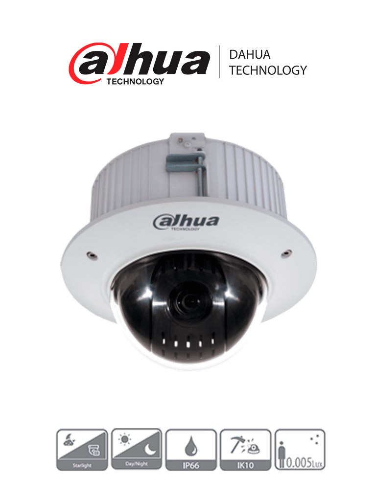DAHUA DH-SD42C215-HC-LA - Cámara Domo PTZ de 2 Megapíxeles/ 1080p/ 15x de Zoom Óptico/ Montaje en Plafón o Techo Falso/ WDR Real de 120 dB/ Starlight/ Antivandalica IK10