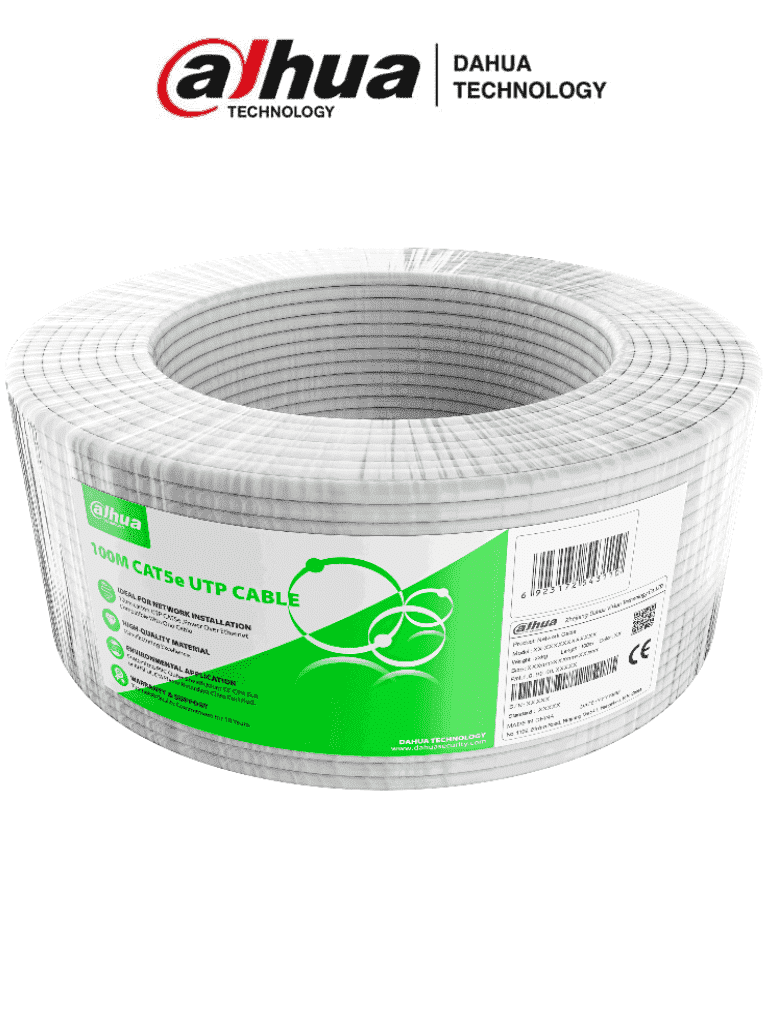 DAHUA PFM922I-5EUN-C-100 - Bobina de 100 Metros de Cable UTP Cat 5e/ CCA/Color Blanco/ Uso Interior/ Cubierta de FR-PVC (ROHS compliant)/ 