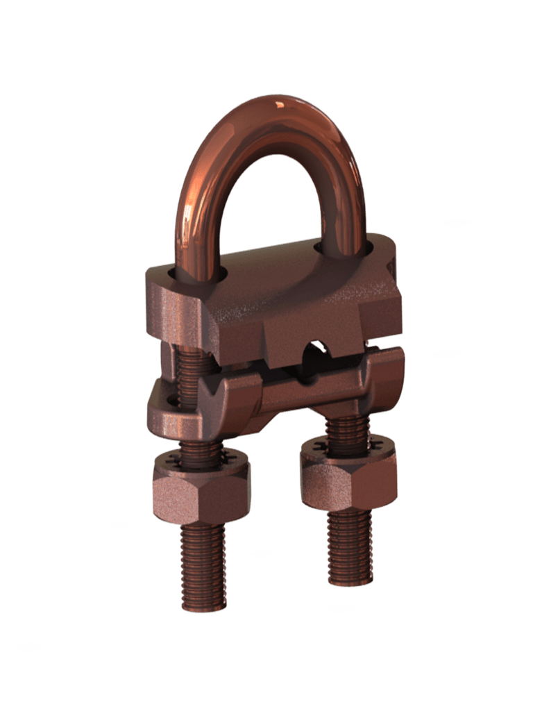 PARRES ABE ABRAZADERA PARA UNION EQUIPOTENCIAL / Abrazadera de bronce para conectar las admitancias (masas metálicas) al sistema de puesta a tierra, tuberías hasta 3/4 y cables de 2/0 a 4/0 AWG.