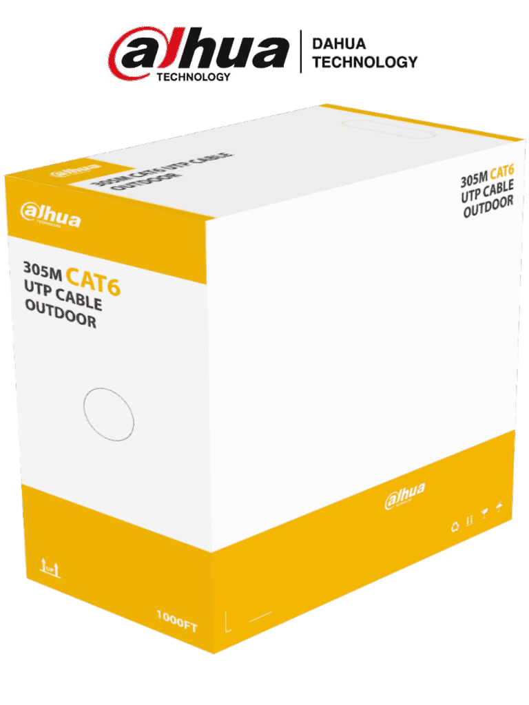 DAHUA PFM920-6U - Bobina de Cable UTP para Exterior Cat6/ 100% Cobre/ 305 metros/  Color Negro/ Cubierta Exterior MDPE/ Cumple con Estandares ANSI/TIA 568-C.2/ RoSH/ Retardante de Flama/ #LoNuevo