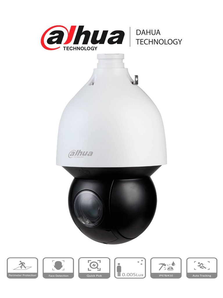 [DHT0060045] DAHUA SD5A225GB-HNR-SL - Cámara IP PTZ de 2 Megapíxeles Anticorrosión/ 25x de Zoom Óptico/ IR de 150 Mts/ Antivandálica/ H.265+/ Auto Tracking/ PoE+/ 60 FPS/ Función anti-niebla / WDR Real de 120 dB/ Detección de Rostros/ IP67/ 