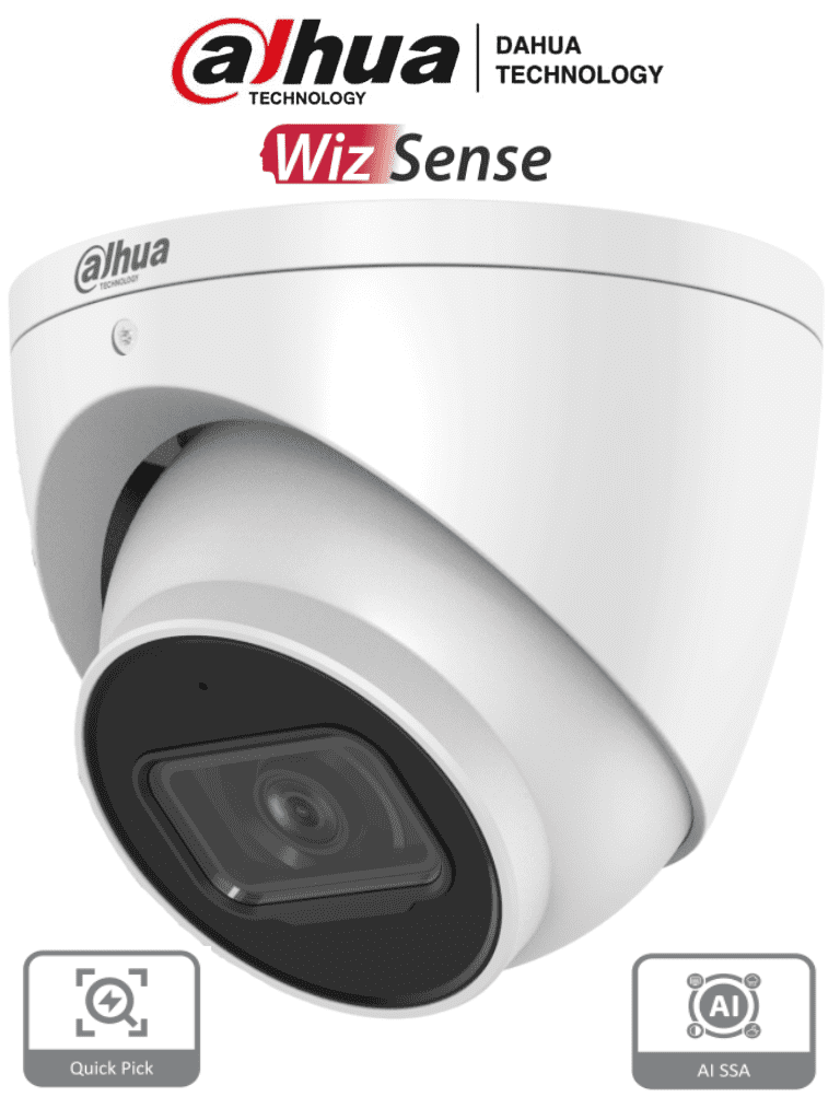 DAHUA IPC-HDW3441EM-S-S2  - Camara IP Domo de 4 Megapixeles con IA/ WizSense/ Lente de 2.8mm/ 102 Grados de Apertura/ Microfono Integrado/ IR de 50 Metros/ SMD 4.0/ AI SSA/ H.265+/ Ranura para MicroSD/ WDR Real de 120 dB/ #LoNuevo