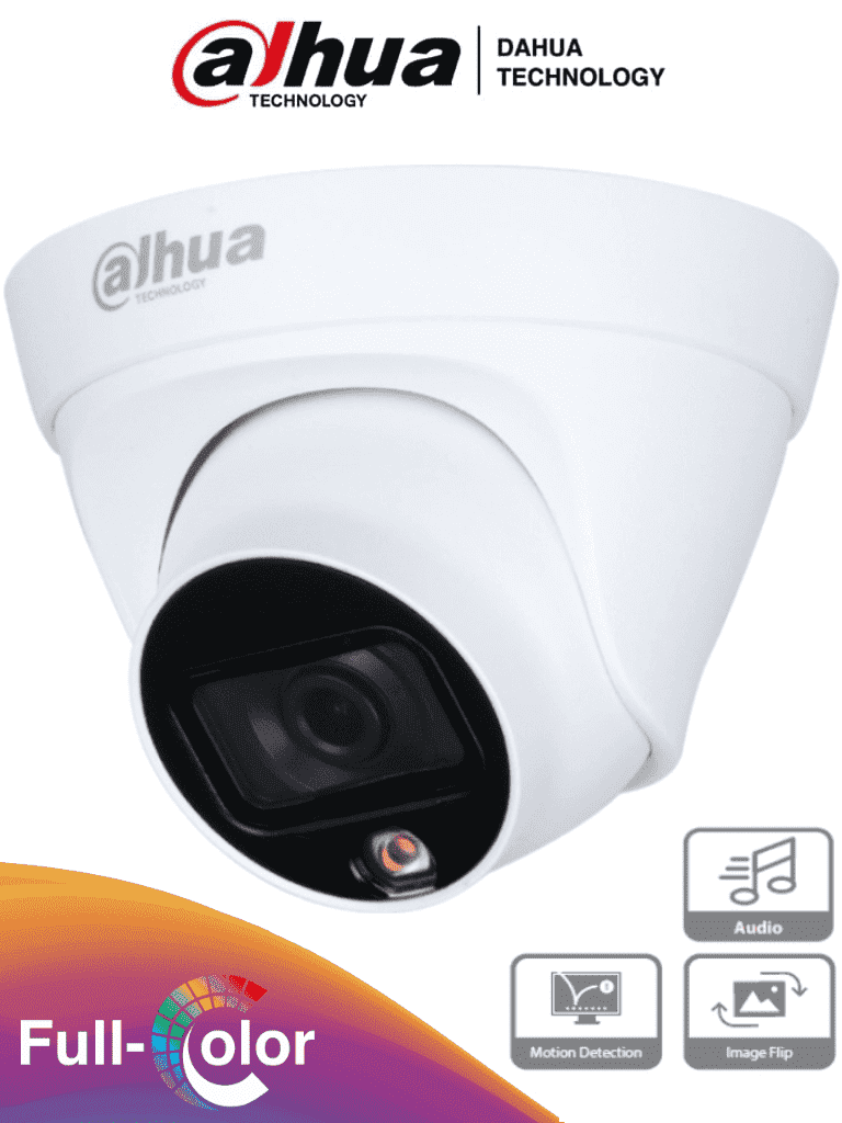 [DHT0040079] DAHUA IPC-HDW1239T1-A-LED-S5 - Camara IP Domo Full Color 2 Megapixeles/ Lente de 2.8mm/ 110 Grados de Apertura/ Microfono Integrado/  Luz Blanca de 15 Mts/ H.265/ IP67/ PoE/ DWDR/