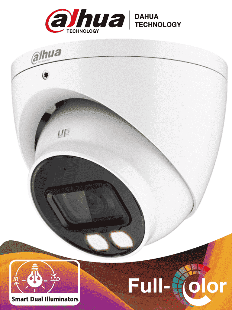 [DHT0300090] DAHUA HAC-HDW1239TN-IL-A - Camara Domo de 2 Megapixeles/ Iluminador Dual Inteligente+Full Color/ Lente de 2.8 mm/ 107 Grados/ Microfono Integrado/ WDR Real de 130 dB/  40 Metros de Iluminación IR y Visible/ IP67/ 