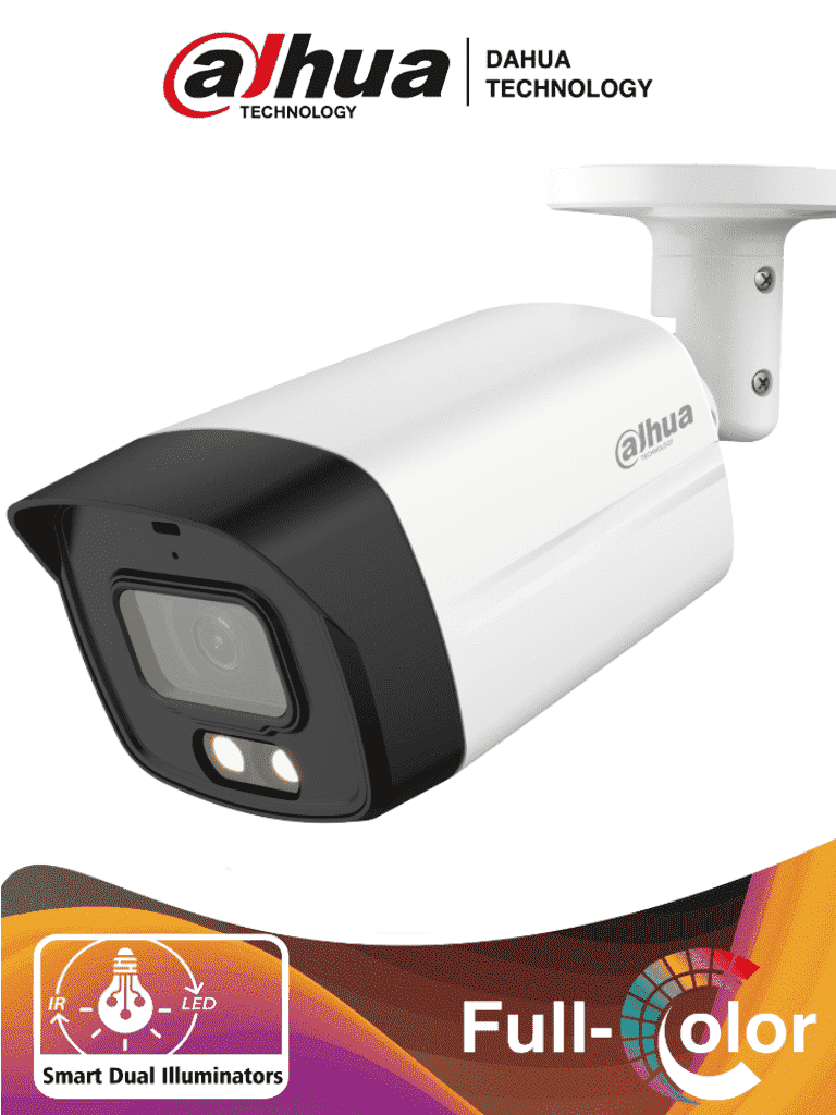 [DHT0290075] DAHUA HAC-HFW1239TLMN-IL-A - Camara Bullet de 2 Megapixeles/ Iluminador Dual Inteligente + Full Color/ Lente de 2.8 mm/ 107 Grados de Apertura/ Microfono Integrado/ 40 Metros de Iluminación IR y Visible/ WDR Real de 130 dB/ IP67/ #VolDH