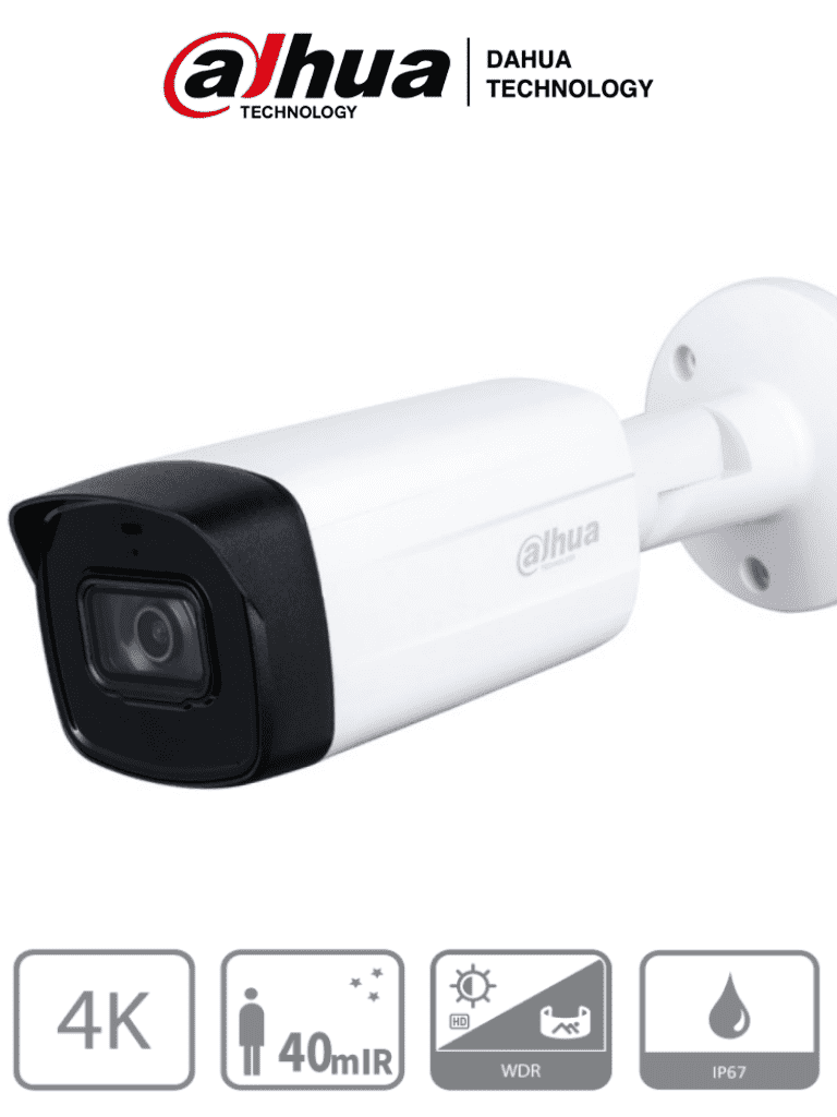 [DHT0290078] DAHUA HAC-HFW1801TH-I4 - Cámara Bullet 4k/ 8 Megapixeles/ Lente de 2.8 mm/ 106 Grados de Apertura/ 40 Metros de IR/ WDR Real de 120 dB/ Super Adapt/ IP67/ Soporta: CVI/TVI/AHD/CVBS