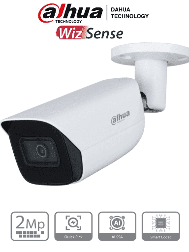[DHT0030103] DAHUA IPC-HFW3241E-S-S2 - Camara IP Bullet de 2 Megapixeles/ WizSense/ Con IA/ Lente de 2.8 mm/ 107 Grados de Apertura/ Microfono Integrado/ IR de 50 Mts/ SMD 4.0/ AI SSA/ Quick Pick/ Ranura MicroSD/ WDR Real de 120 dB/ PoE/ IP67/ #LoNuevo