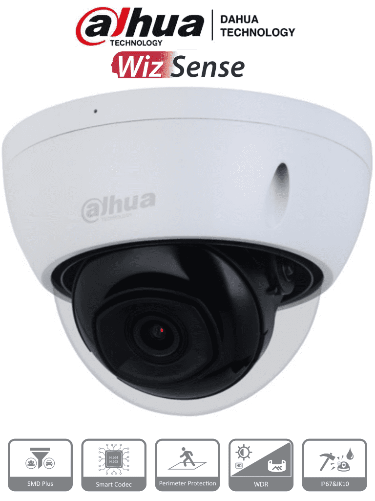 [DHT0030105] DAHUA IPC-HDBW2541E-S - Camara IP Domo Antivandalica de 5 Megapixeles/ WizSense/ 111 Grados de Apertura/ IR de 30 Metros/ SMD Plus/ Microfono Integrado/ PoE/ Ranura para MicroSD/ IP67/ IK10/ WDR Real de 120 dB/ H.265+/ #LoNuevo