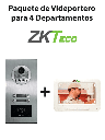 ZKTeco VE04A01PAQ7P - Paquete de Videoportero para 4 Departamentos VE04A01 con 1 Monitor VDPIB3 de 7 pulgadas