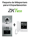 ZKTeco VE04A01PAQ4P - Paquete de Videoportero para 4 Departamentos VE04A01 con  1 Monitor VDPIB4 de 4.3 pulgadas