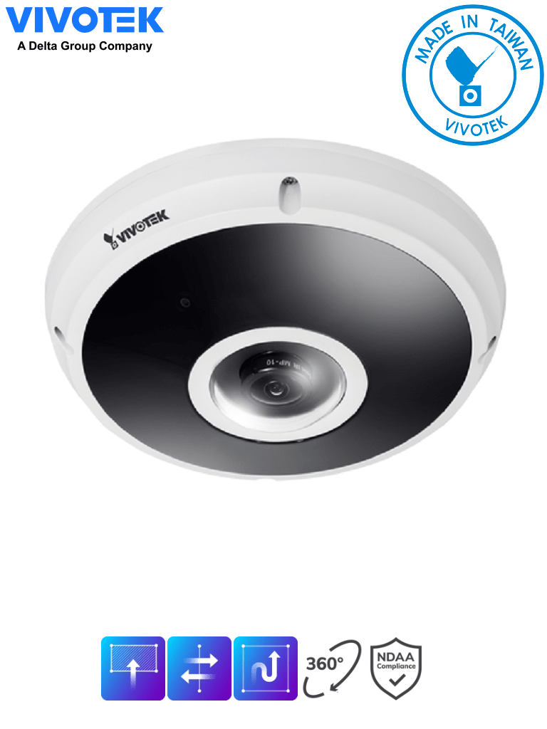 VIVOTEK FE931-EHV- Camara IP VORTEX Premium Series Fisheye exterior 12 Megapixeles, Smart IR II 20mts, WDR Pro, Smart Motion, Smart VCA, Smart stream III, Microfono integrado, IP66, IK10, Nema4X, SNV, NDAA, Almacenamiento Interno 512GB