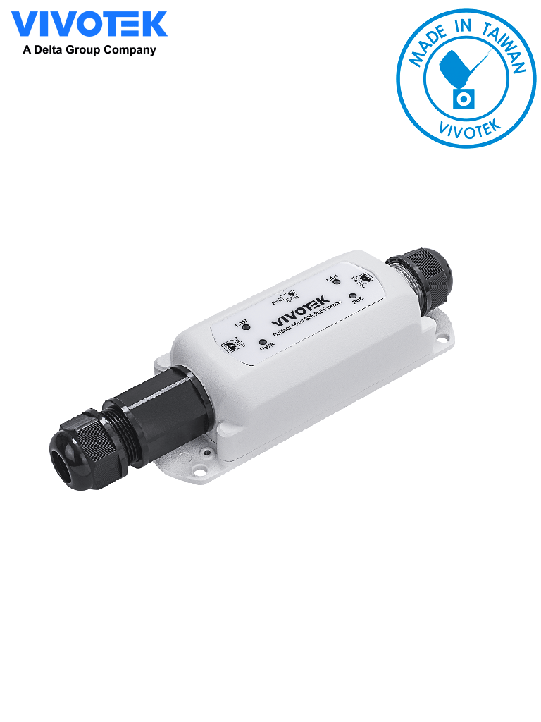 VIVOTEK AP-GXC-0150 - Extensor PoE para Exterior, 1 Puerto Gigabit GE, Conexion en cascada hasta 300 Mts, Salida PoE hasta 68W, IP67, IK10